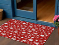 3 X 5 Red And Ivory Deer Washable Indoor Outdoor Area Rug