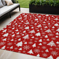 5 X 8 Red And Ivory Deer Washable Indoor Outdoor Area Rug