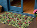 3 X 5 Black Green And Red Botanical Leaves Washable Indoor Outdoor Area Rug