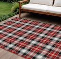 10 X 14 Black Red And White Plaid Washable Indoor Outdoor Area Rug
