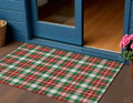 3 X 5 Emerald Red And White Plaid Washable Indoor Outdoor Area Rug