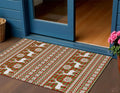 3 X 5 Fern Green Red And Ivory Deer Washable Indoor Outdoor Area Rug