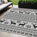 5 X 8 Silver Black And Ivory Deer Washable Indoor Outdoor Area Rug
