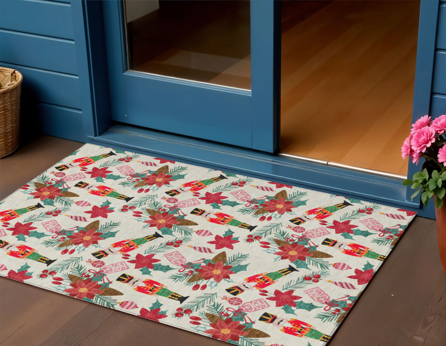 3 X 5 Ivory Red Black Pink And Brown Floral Washable Indoor Outdoor Area Rug