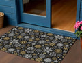 3 X 5 Black Gold And Gray Snowflake Washable Indoor Outdoor Area Rug