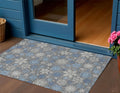 3 X 5 Gray Blue And Ivory Snowflake Washable Indoor Outdoor Area Rug