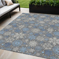 5 X 8 Gray Blue And Ivory Snowflake Washable Indoor Outdoor Area Rug