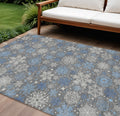 9 X 12 Gray Blue And Ivory Snowflake Washable Indoor Outdoor Area Rug