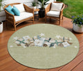 8 Artichoke Green Beige Ivory And Taupe Round Presents Washable Indoor Outdoor Area Rug