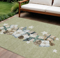 8 X 10 Artichoke Green Beige Ivory And Taupe Presents Washable Indoor Outdoor Area Rug