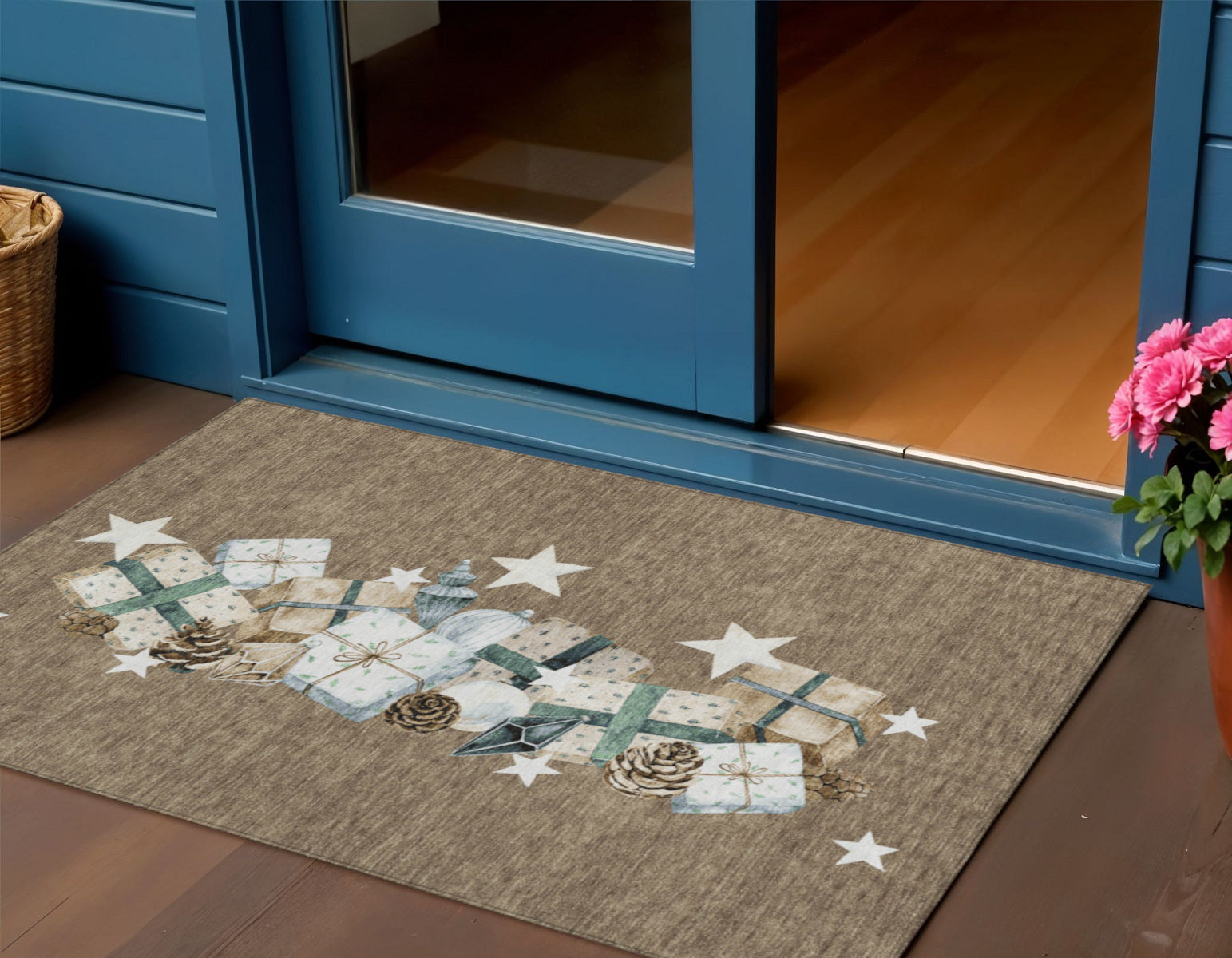 3 X 5 Brown Beige Ivory And Taupe Presents Washable Indoor Outdoor Area Rug