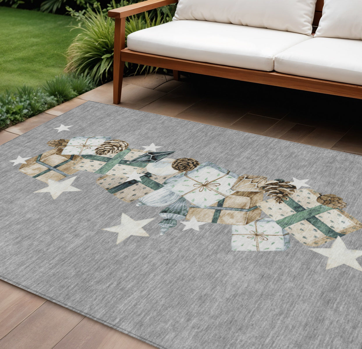 10 X 14 Gray Beige Ivory And Taupe Presents Washable Indoor Outdoor Area Rug