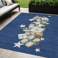 5 X 8 Navy Blue Beige Ivory And Taupe Presents Washable Indoor Outdoor Area Rug