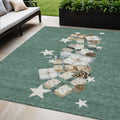5 X 8 Pale Aqua Beige Ivory And Taupe Presents Washable Indoor Outdoor Area Rug