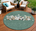 8 Pale Aqua Beige Ivory And Taupe Round Presents Washable Indoor Outdoor Area Rug