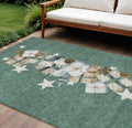 9 X 12 Pale Aqua Beige Ivory And Taupe Presents Washable Indoor Outdoor Area Rug