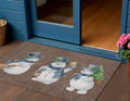 3 X 5 Brown Denim Blue And Ivory Snowmen Washable Indoor Outdoor Area Rug
