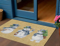 3 X 5 Gold Denim Blue And Ivory Snowmen Washable Indoor Outdoor Area Rug