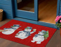 3 X 5 Red Denim Blue And Ivory Snowmen Washable Indoor Outdoor Area Rug