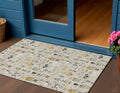 3 X 5 Beige Gold Black And Gray Nutcracker Washable Indoor Outdoor Area Rug