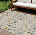 10 X 14 Beige Gold Black And Gray Nutcracker Washable Indoor Outdoor Area Rug