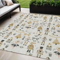5 X 8 Ivory Gold Black And Gray Nutcracker Washable Indoor Outdoor Area Rug