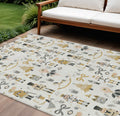 10 X 14 Ivory Gold Black And Gray Nutcracker Washable Indoor Outdoor Area Rug