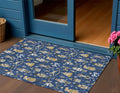 3 X 5 Navy Blue Gold Black And Gray Nutcracker Washable Indoor Outdoor Area Rug