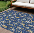 10 X 14 Navy Blue Gold Black And Gray Nutcracker Washable Indoor Outdoor Area Rug