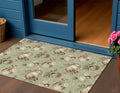 3 X 5 Artichoke Green Brown And Beige Stars Washable Indoor Outdoor Area Rug