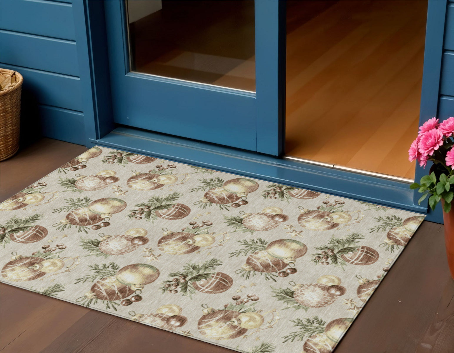 3 X 5 Beige Brown And Ivory Stars Washable Indoor Outdoor Area Rug