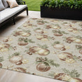 5 X 8 Beige Brown And Ivory Stars Washable Indoor Outdoor Area Rug
