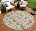 8 Beige Brown And Ivory Round Stars Washable Indoor Outdoor Area Rug