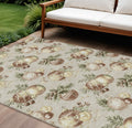 9 X 12 Beige Brown And Ivory Stars Washable Indoor Outdoor Area Rug