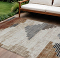 10 X 14 Rust Ivory And Charcoal Geometric Washable Indoor Outdoor Area Rug