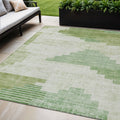 5 X 8 Sage Ivory And Olive Green Geometric Washable Indoor Outdoor Area Rug