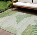 8 X 10 Sage Ivory And Olive Green Geometric Washable Indoor Outdoor Area Rug