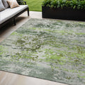 5 X 8 Artichoke Green Ivory And Gray Abstract Washable Indoor Outdoor Area Rug
