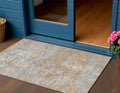 3 X 5 Coral Ivory And Gray Abstract Washable Indoor Outdoor Area Rug