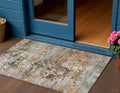 3 X 5 Terra Cotta Gray And Ivory Abstract Washable Indoor Outdoor Area Rug