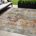 5 X 8 Terra Cotta Gray And Ivory Abstract Washable Indoor Outdoor Area Rug