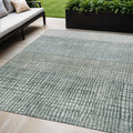 5 X 8 Aqua And Gray Geometric Washable Indoor Outdoor Area Rug
