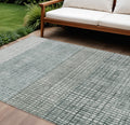 8 X 10 Aqua And Gray Geometric Washable Indoor Outdoor Area Rug