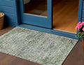 3 X 5 Artichoke Green And Gray Medallion Washable Indoor Outdoor Area Rug