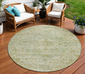 8 Sage And Wheat Round Medallion Washable Indoor Outdoor Area Rug