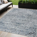 5 X 8 Sky Blue And Denim Blue Medallion Washable Indoor Outdoor Area Rug