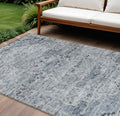 10 X 14 Sky Blue And Denim Blue Medallion Washable Indoor Outdoor Area Rug