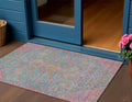 3 X 5 Sky Blue And Blush Aztec Washable Indoor Outdoor Area Rug