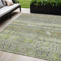 5 X 8 Beige And Mint Green Striped Washable Indoor Outdoor Area Rug