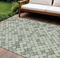 9 X 12 Mint Green Gray And Ivory Geometric Washable Indoor Outdoor Area Rug